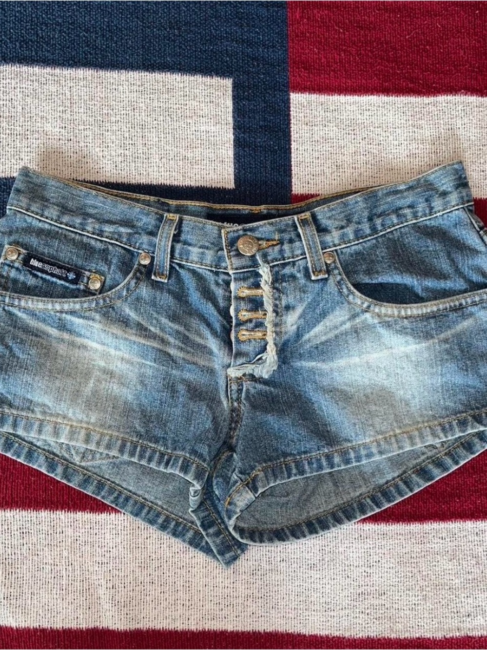 Blue Asphalt Distressed Light Blue Denim Jean Shorts